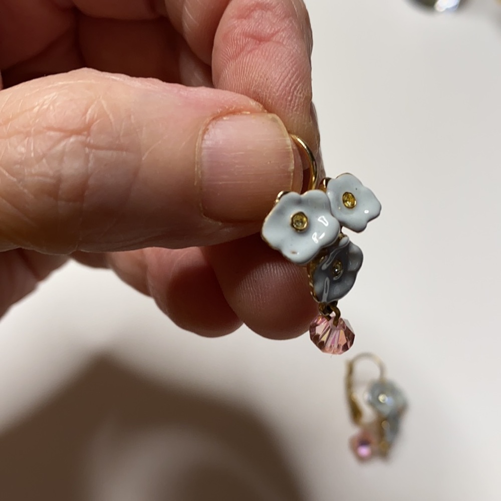 Kirk's Folly sweet blue flowers pierced earrings - Picture 3 of 3